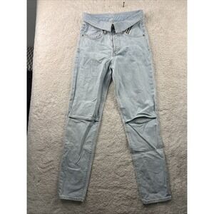 ATELIER Womens‎ High Rise Flip over Waist Straight Leg Open Knee Jeans 25x29